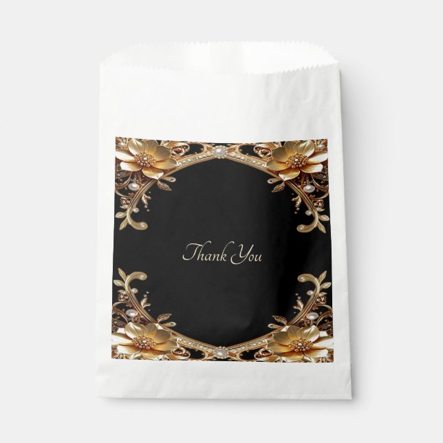 Papel Bolsa de Favor con Marco de Oro Elegante (Anverso)