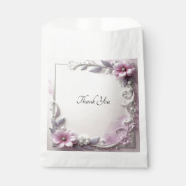 Papel Bolsa de Favor con Marco Floral Rosa