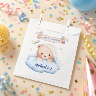 Papel Bolsa de Favor con Oso de Peluche Personalizado pa