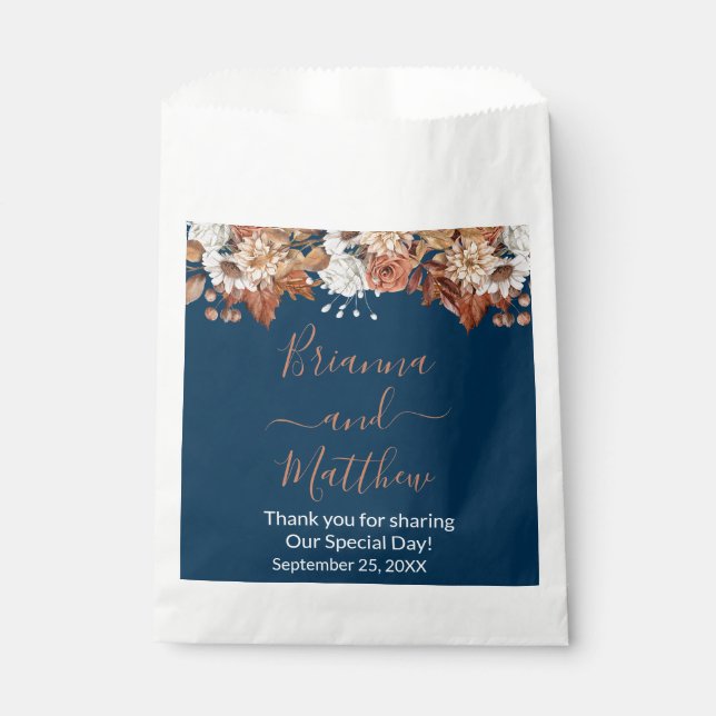 Papel Bolsa de Favor con Ramo Floral de Otoño (Anverso)