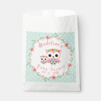 Papel Bolsa de Favor de Baby Shower Boho Owl