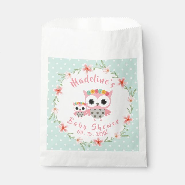 Papel Bolsa de Favor de Baby Shower Boho Owl (Anverso)
