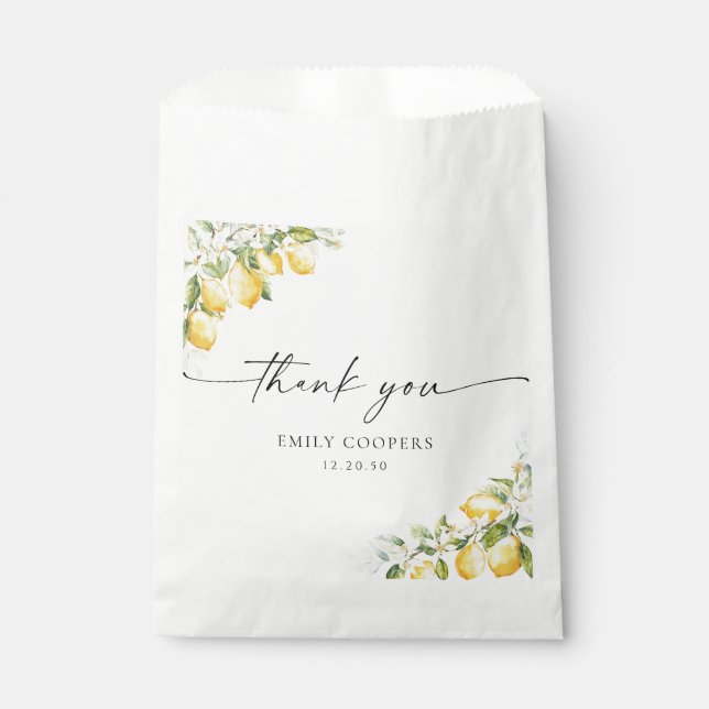 Papel Bolsa de Favor de Baby Shower de Cítricos limón (Anverso)