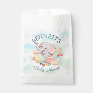 Papel Bolsa de Favor de Baby Shower de Elefante en Avión