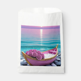 Papel Bolsa de Favor de Barco de Rosa Rosa y Océano de P