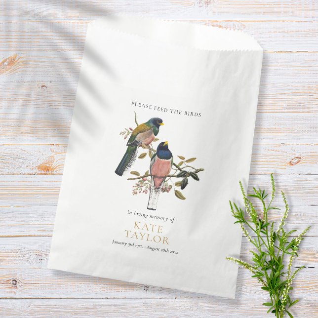 Papel Bolsa de Favor de Bird Seed Packet Funeral (Bird Seed Packet Funeral Memorial Favor Bag)