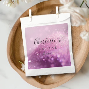 Papel Bolsa de Favor de Boda con Brillo Rosa Moderno (Im