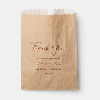 Papel Bolsa de Favor de Boda con Monograma de Hoja Minim