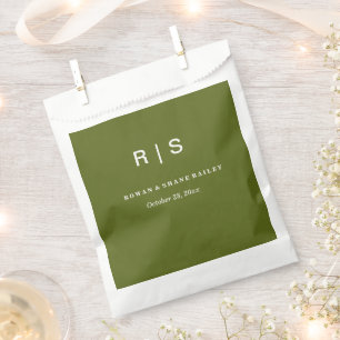 Papel Bolsa de Favor de Boda con Monograma Verde Salvia