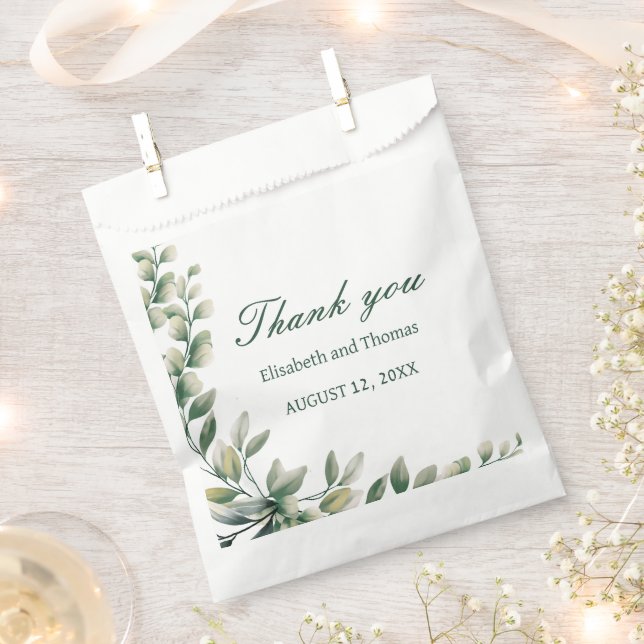 Papel Bolsa de favor de boda de hojas de eucalipto (Cortado)