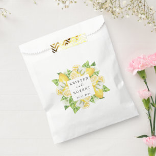 Papel Bolsa de Favor de Boda Floral de Citrus Lemon Gard