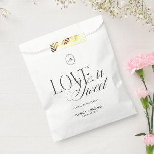 Papel Bolsa de Favor de Boda Love Is Sweet Monograma Bol