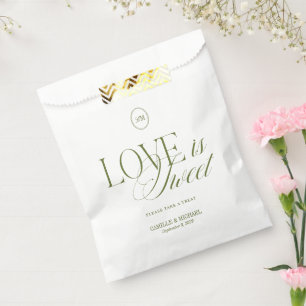 Papel Bolsa de Favor de Boda Love Is Sweet Monograma Bol