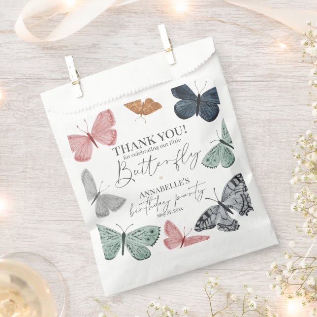 Papel Bolsa de Favor de Boho Butterfly Birthday Party (Cortado)