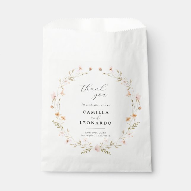 Papel Bolsa de Favor de Boho Floral Wedding (Anverso)