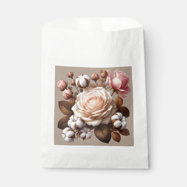 Papel Bolsa de favor de compra floral de flores rosas ro (Anverso)
