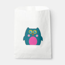 Bolsa de Favor de Cumpleaños con Búho Verde Azul y