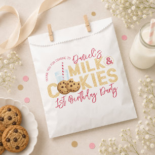 Papel Bolsa de Favor de Cumpleaños de Leche y Galletas –