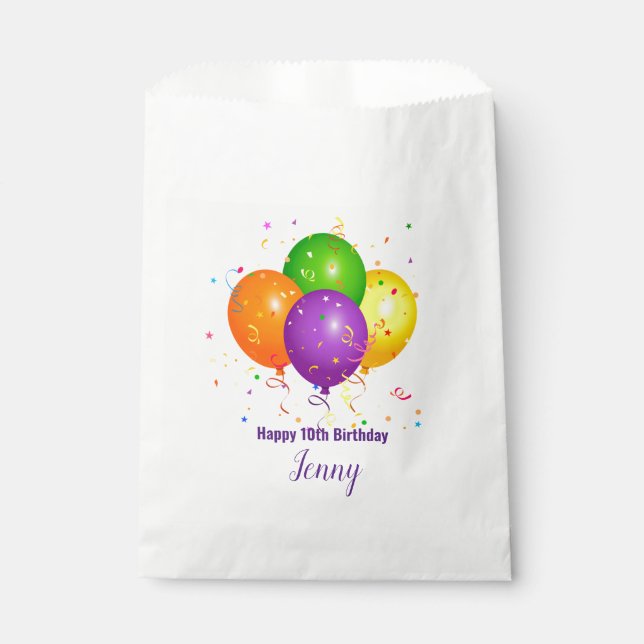 Papel Bolsa de Favor de Cumpleaños Personalizada con Glo (Anverso)