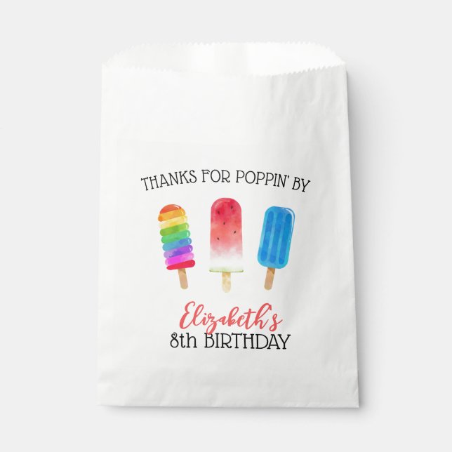 Papel Bolsa de Favor de Cumpleaños Personalizado Cute Po (Anverso)