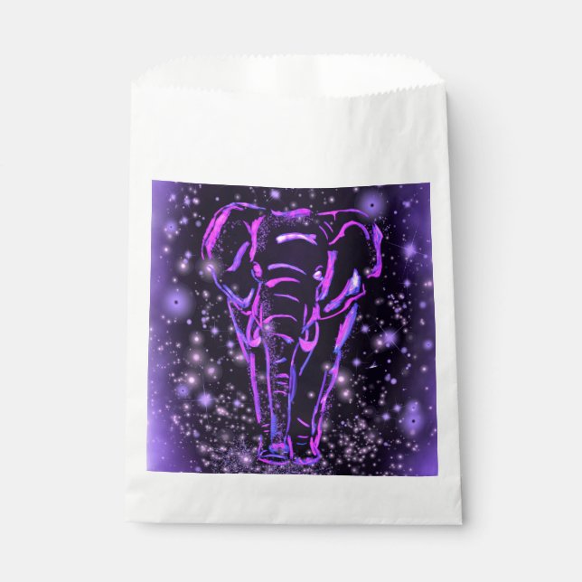 Papel Bolsa de Favor de Elefante Morado (Anverso)