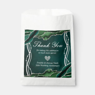 Papel Bolsa de Favor de Esmeralda Verde y Plata con Perl