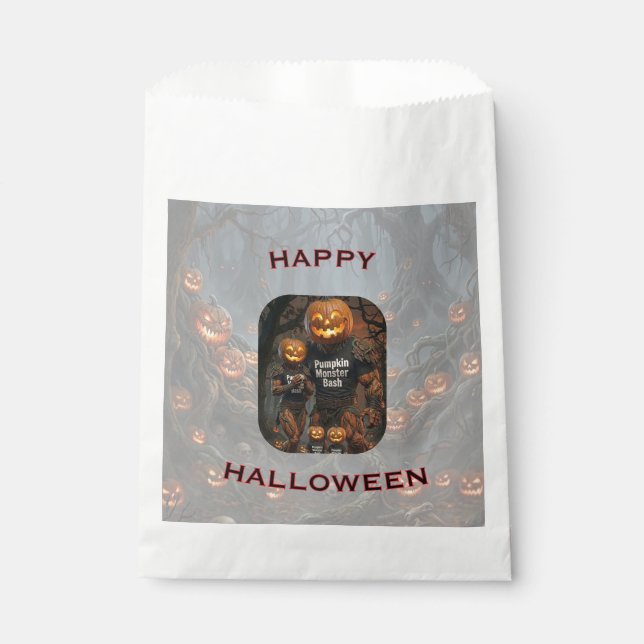 Papel Bolsa de Favor de Fiesta de Halloween de Monstruo  (Anverso)