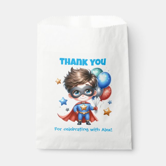 Papel Bolsa de Favor de Fiesta de Superhéroe | Editable  (Anverso)