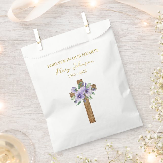 Papel Bolsa de favor de funeral de Pansy Cross (Cortado)