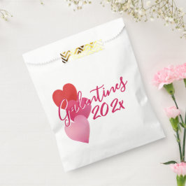 Papel Bolsa de Favor de Galentines con 3 Corazones
