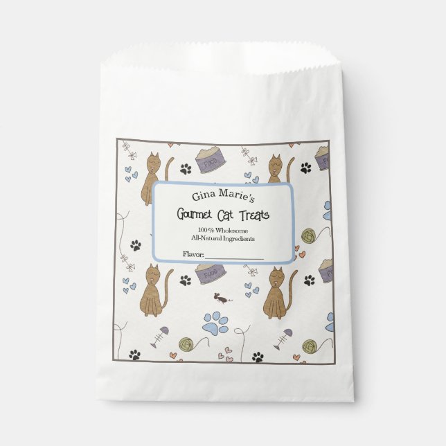 Papel Bolsa de Favor de Golosinas para Gatos Lindos (Anverso)