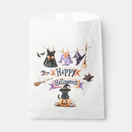 Papel Bolsa de Favor de Halloween Caprichosa con Bruja A