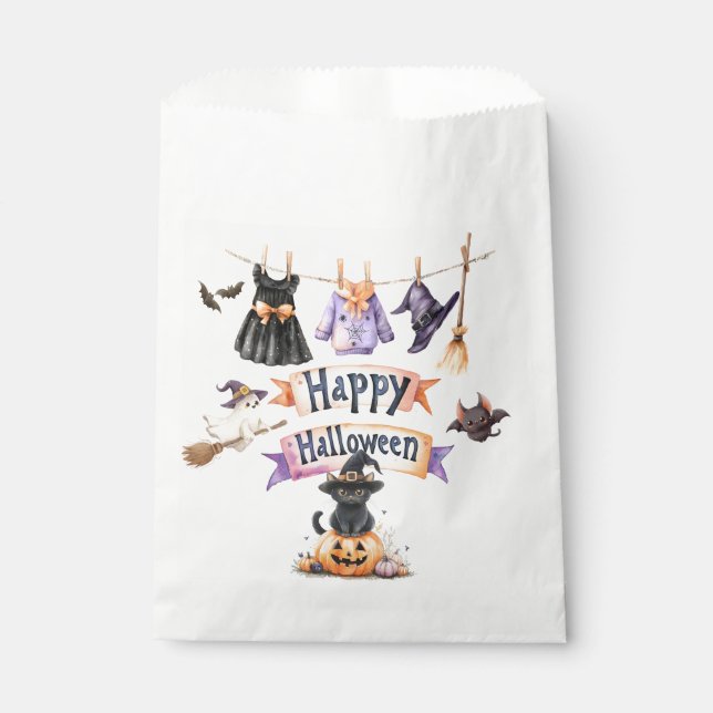 Papel Bolsa de Favor de Halloween con pura bruja (Anverso)