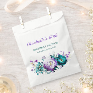 Papel Bolsa de Favor de Hoja de Oro Falsa Floral Púrpura