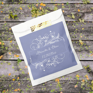 Papel Bolsa de Favor de la Boda con Flourish de Periwink
