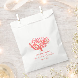 Papel Bolsa de Favor de la Boda de Coral Beach