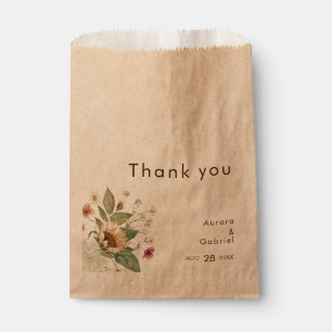 Papel Bolsa de Favor de la Boda Moderna Rustic Sunflower