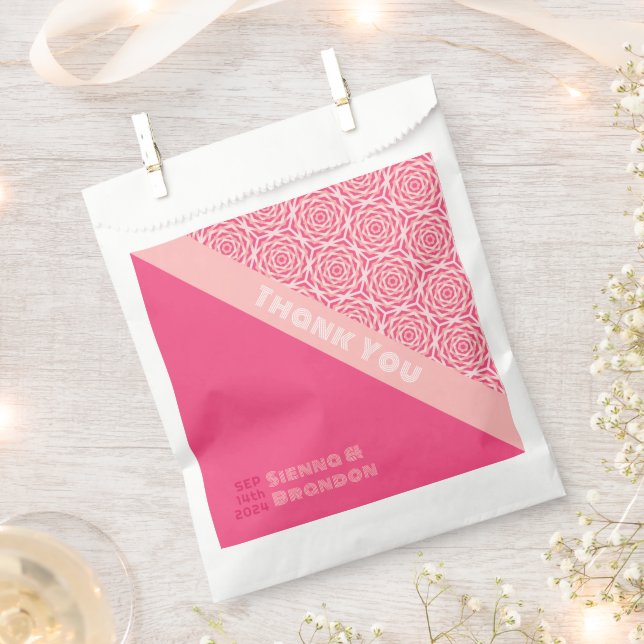 Papel Bolsa de Favor de la Boda Roja Rosa Geométrica (Cortado)