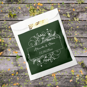 Papel Bolsa de Favor de la Boda Verde Esmeralda