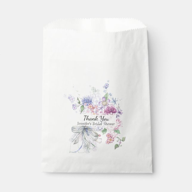 Papel Bolsa de Favor de la Ducha Bridal Floral Bouquet B (Anverso)