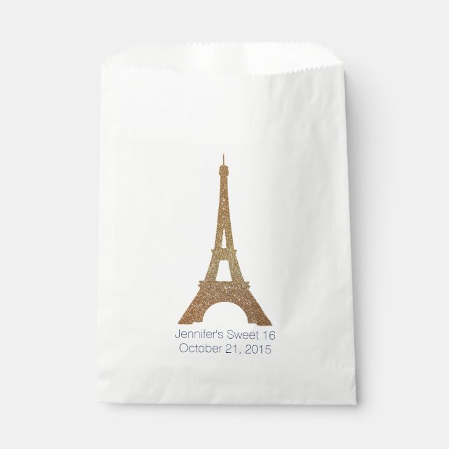 Papel Bolsa de Favor de la Torre Eiffel Personalizado (Anverso)