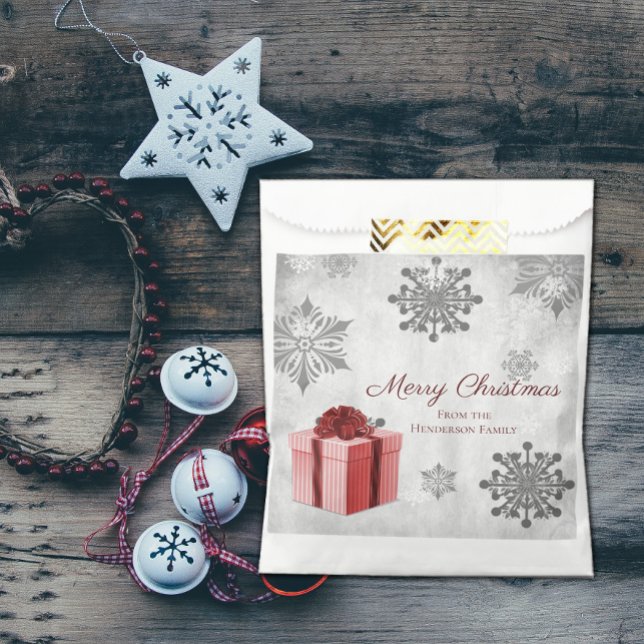Papel Bolsa de Favor de los Navidades Rojos (Red Christmas Gift Favor Bag)
