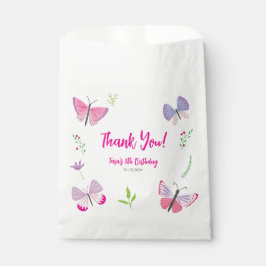 Papel Bolsa de Favor de Mariposa Rosa 