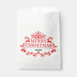 Papel Bolsa de Favor de Navidad con Emblema Rojo