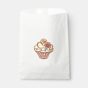 Papel Bolsa de Favor de Panadería de Cupcake Rosa