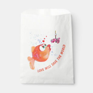 Papel Bolsa de Favor de Pescado y Gusano Divertido