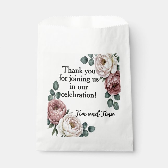 Papel Bolsa de Favor de Rosa Floral (Anverso)