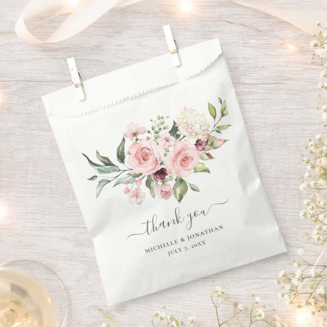 Papel Bolsa de Favor de Rosas Rosa Románticas Boda (Cortado)