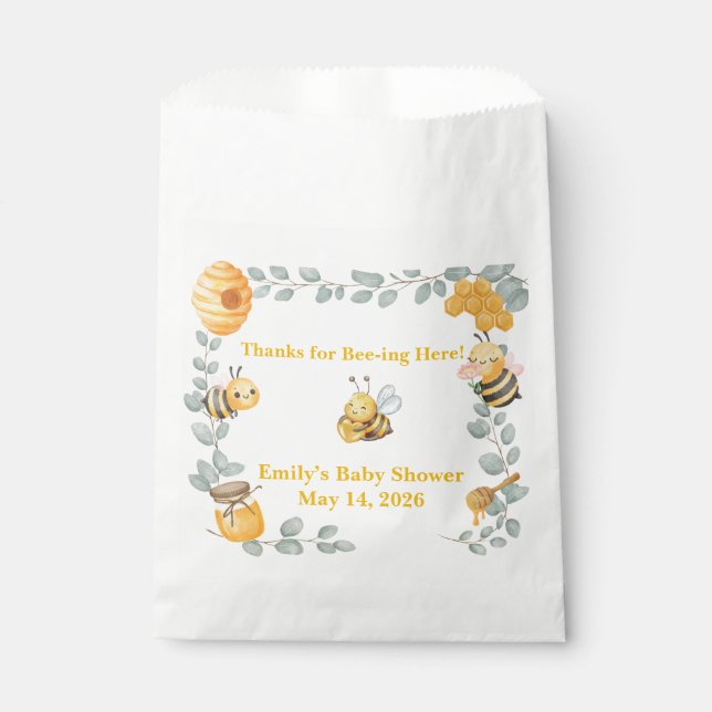 Papel Bolsa de Favor de Shower de Bebé Abeja  (Anverso)