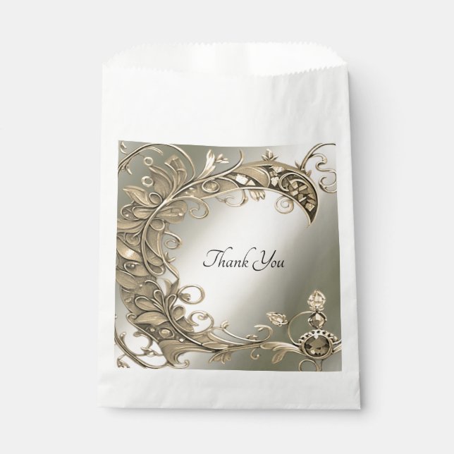 Papel Bolsa de Favor Decorativa Elegante De Oro Moderno (Anverso)